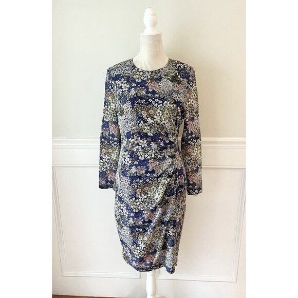Hobbs Merida Floral Silk Blend Dress 8 Navy EUC - Picture 5 of 12